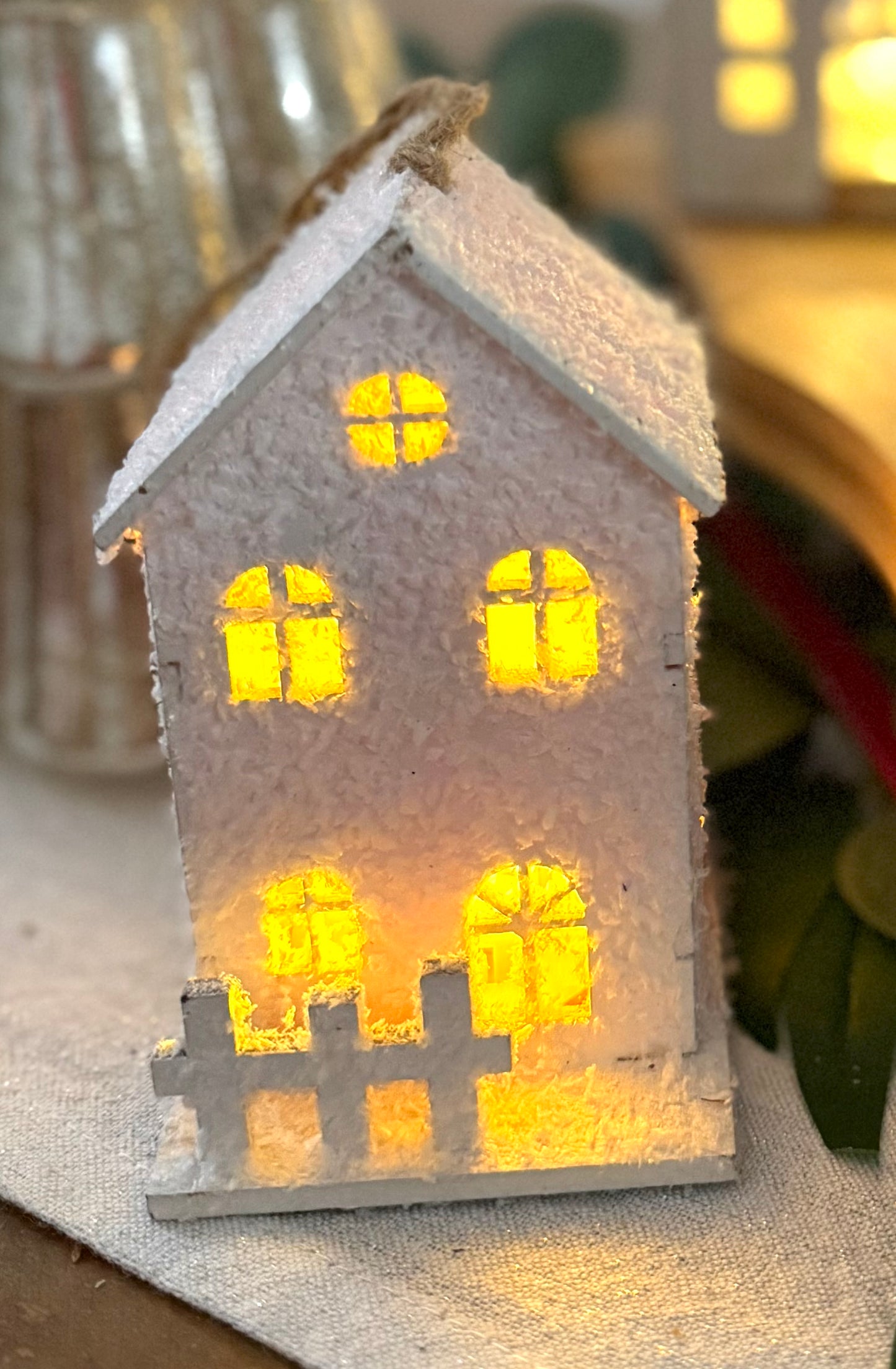 LED Snowy Christmas Wooden House