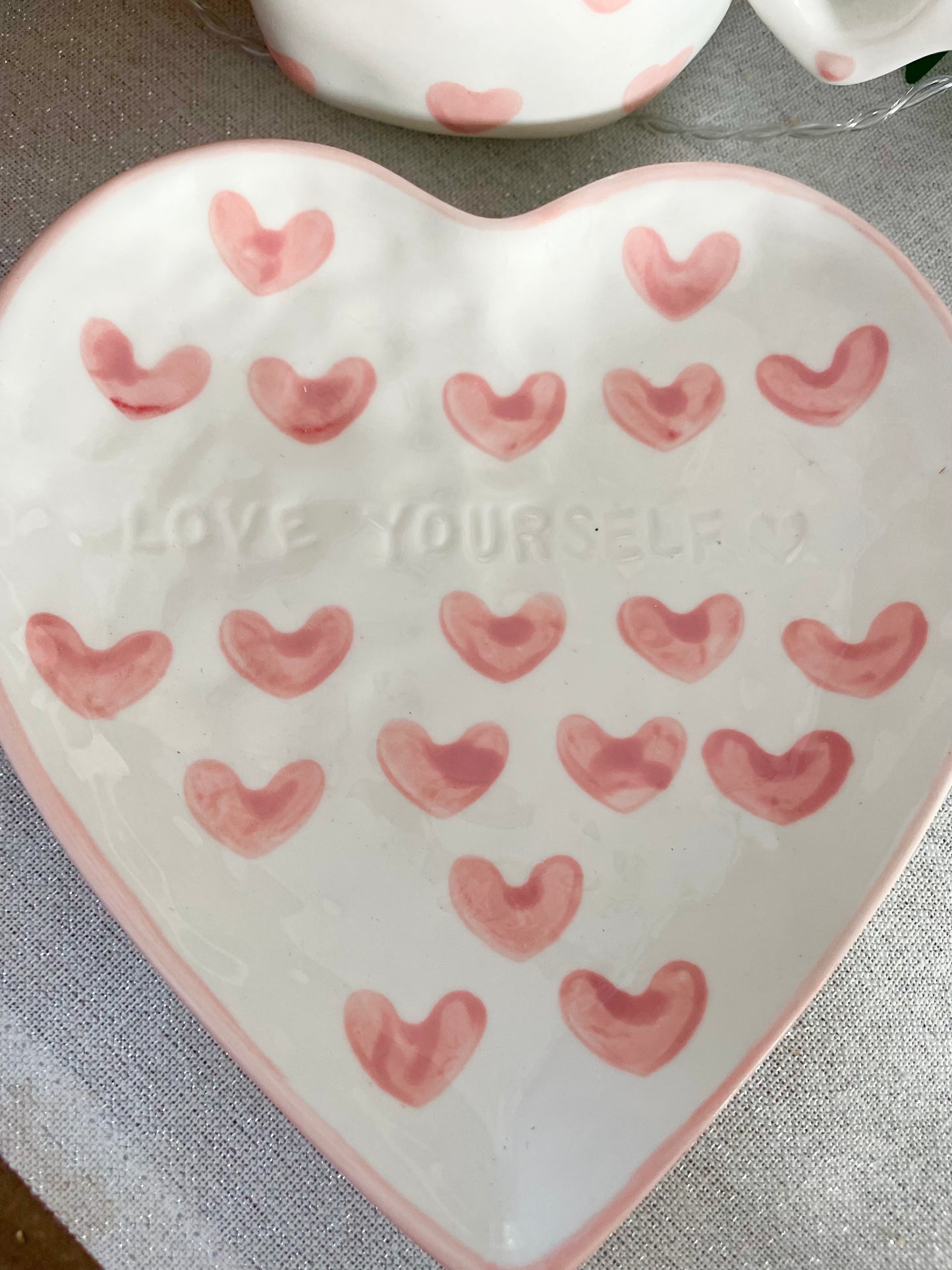 The Amore Heart Shape Tea Cup & Saucer/ Side Plate