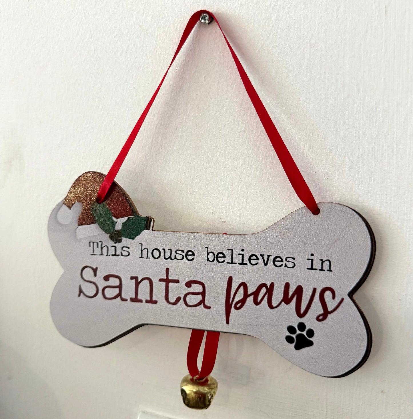 Santa Paws Sign with Bell