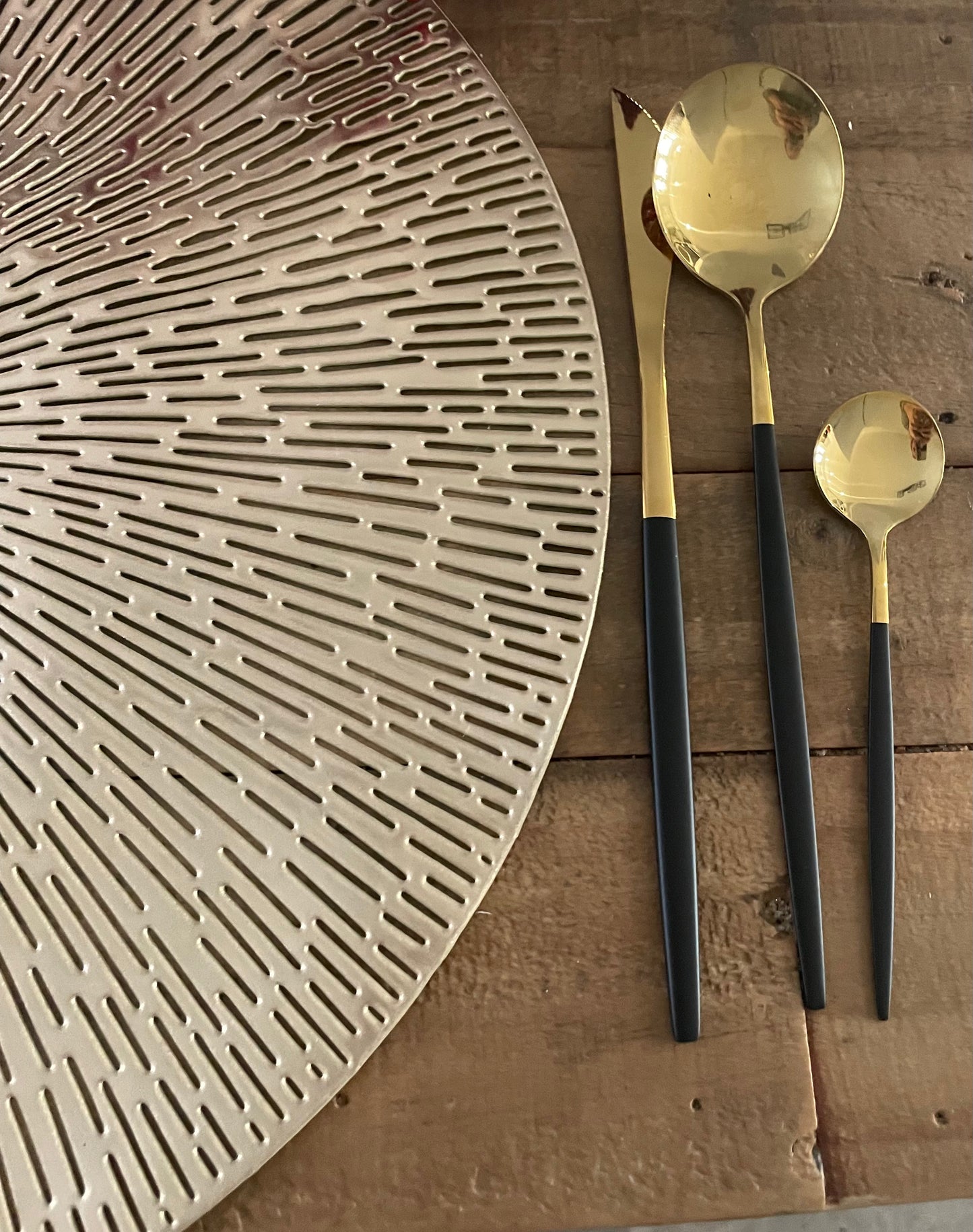 The Brooklyn 24Piece Set of Black & Gold Cutlery Set