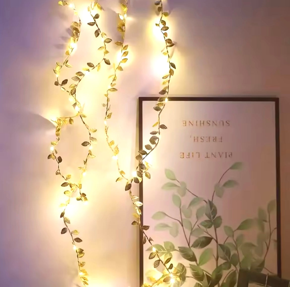 LED Small Gold Leaf Light Garland