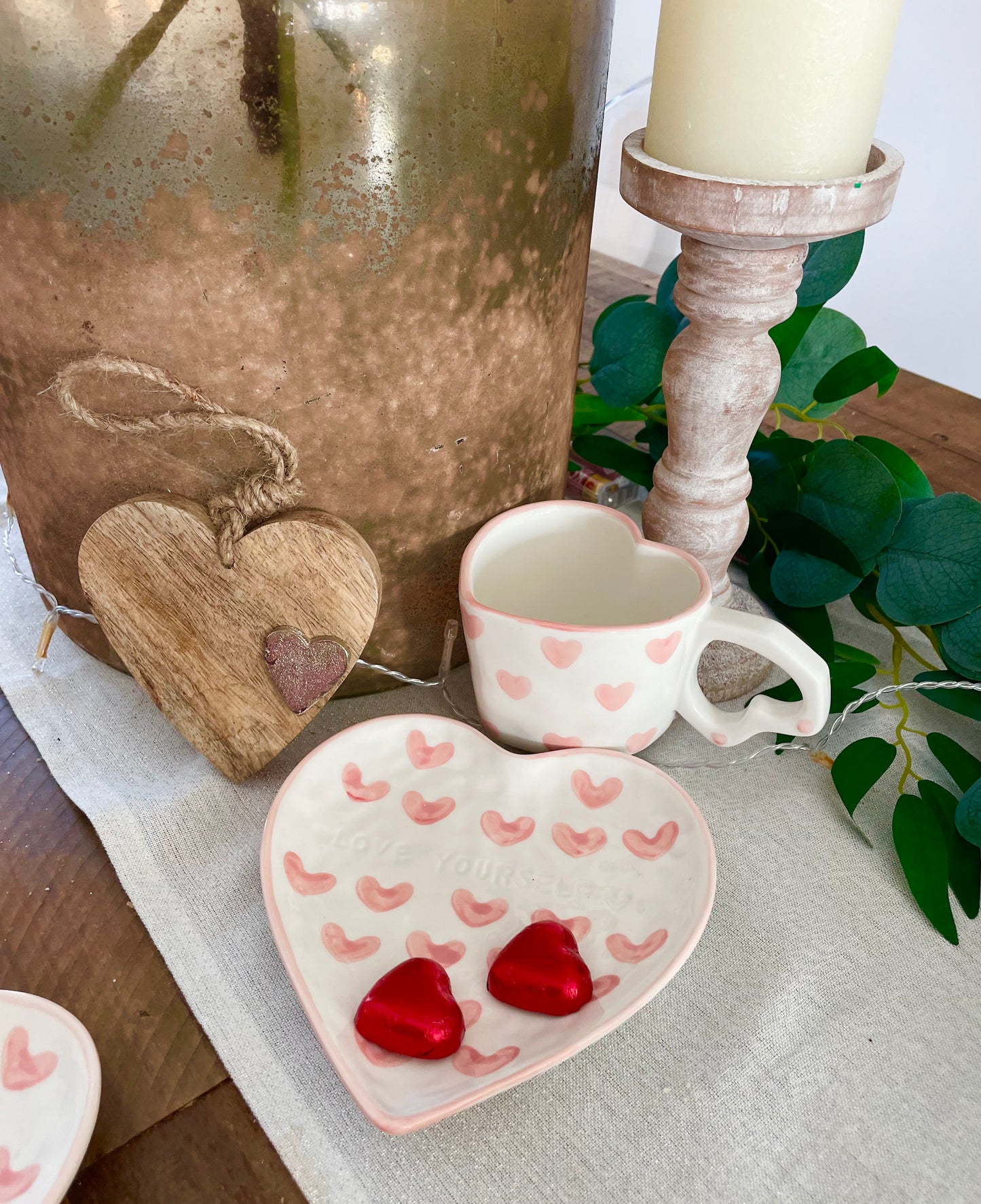 The Amore Heart Shape Tea Cup & Saucer/ Side Plate