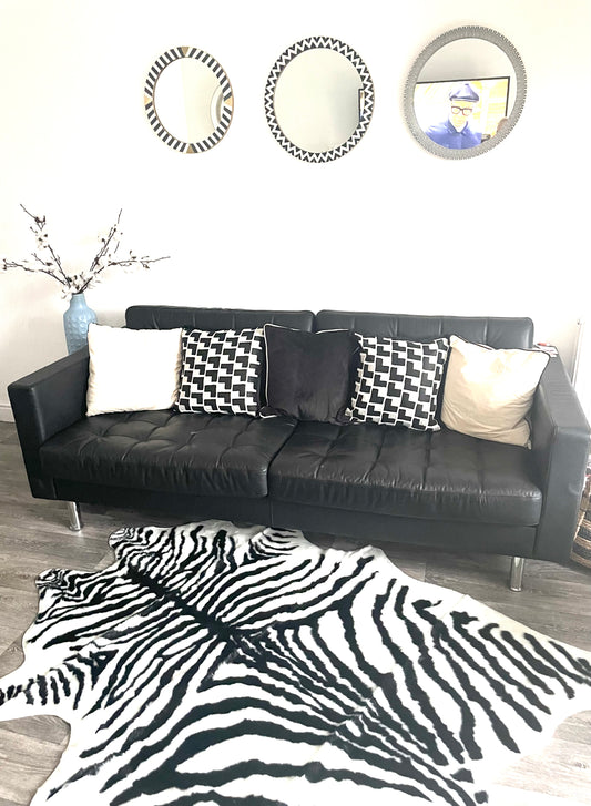 Large Zebra Print Faux Fur Rug