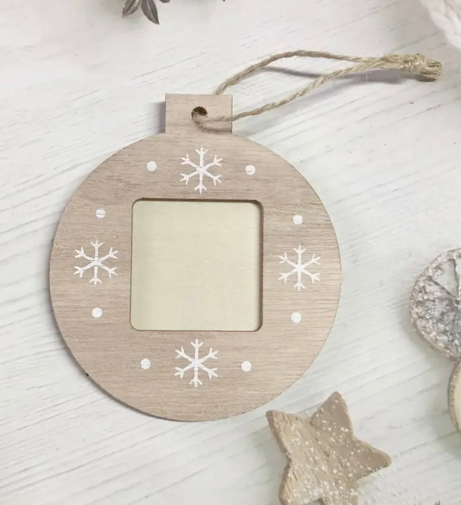 Wooden Christmas Photographic Tree Decoration