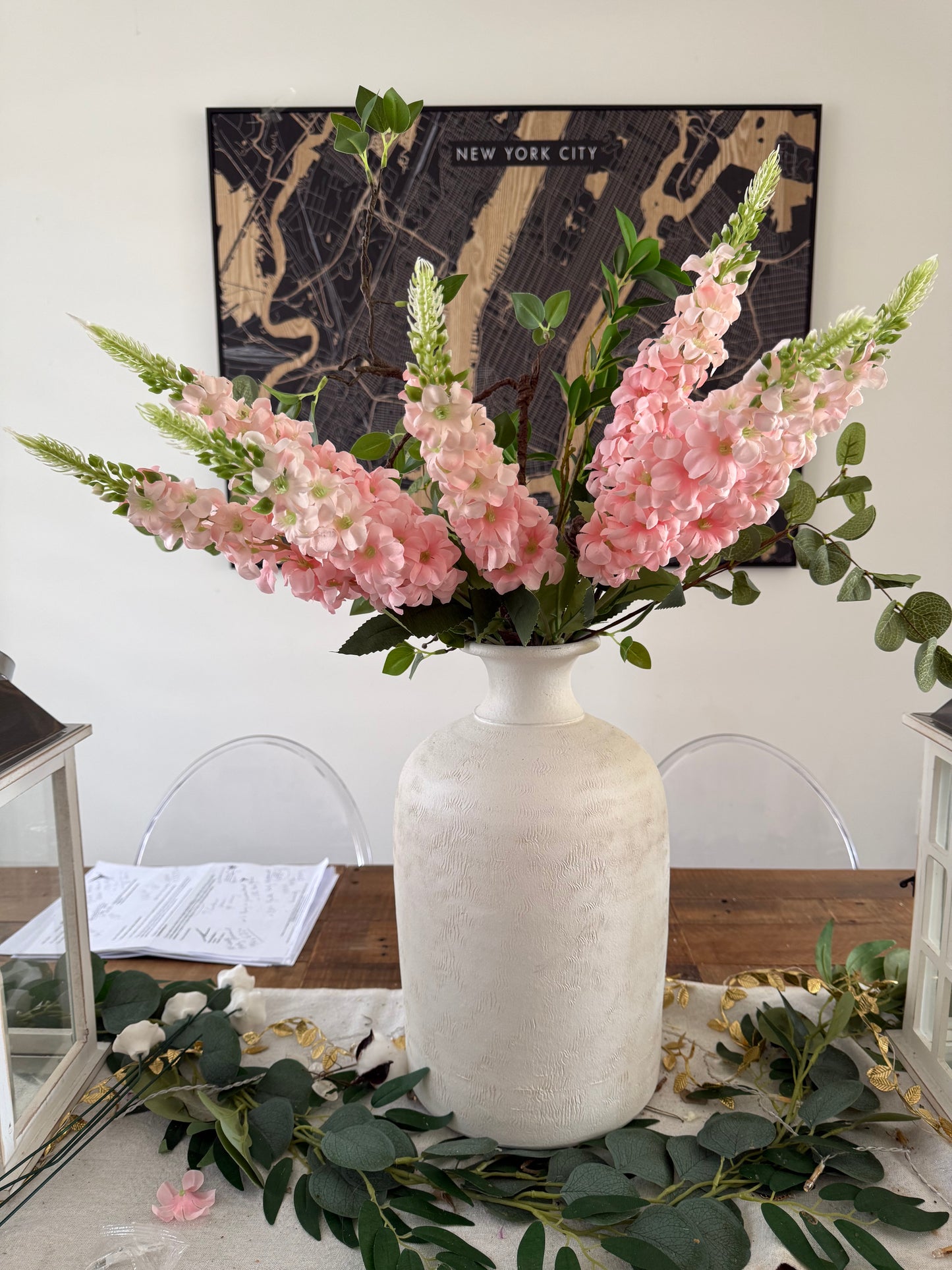 Pink Artificial Delphinium Stems