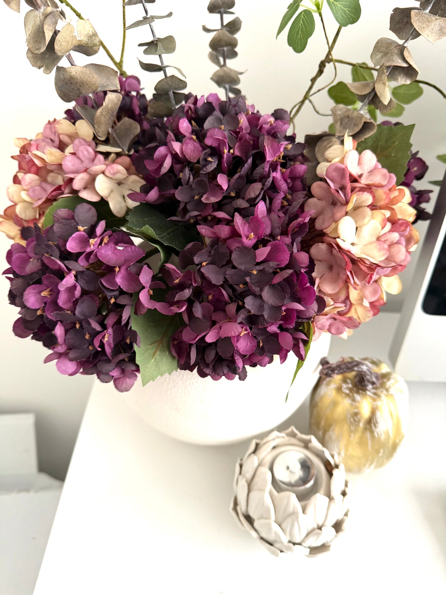 Aubergine Colour Artificial Hydrangeas