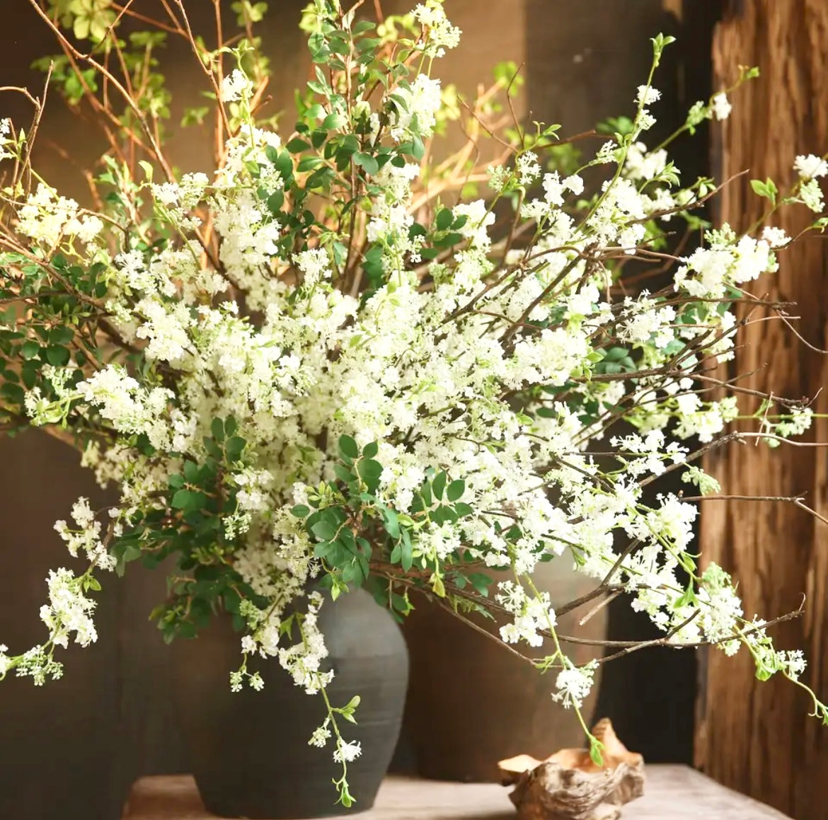 Artificial White Willow Blossom Stems