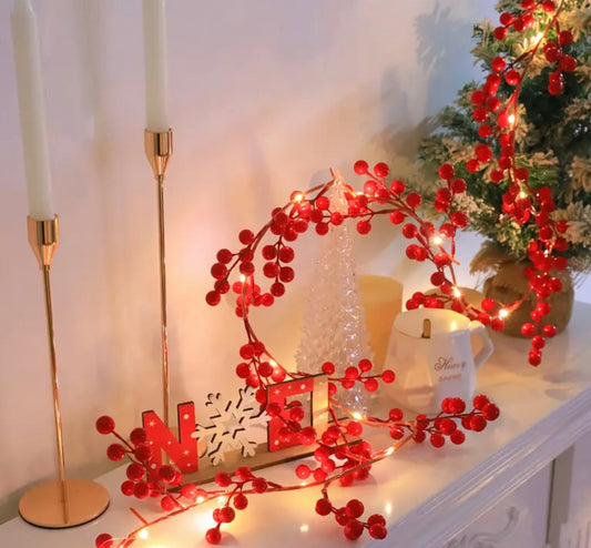 Bright Light Up Red Berry Garland