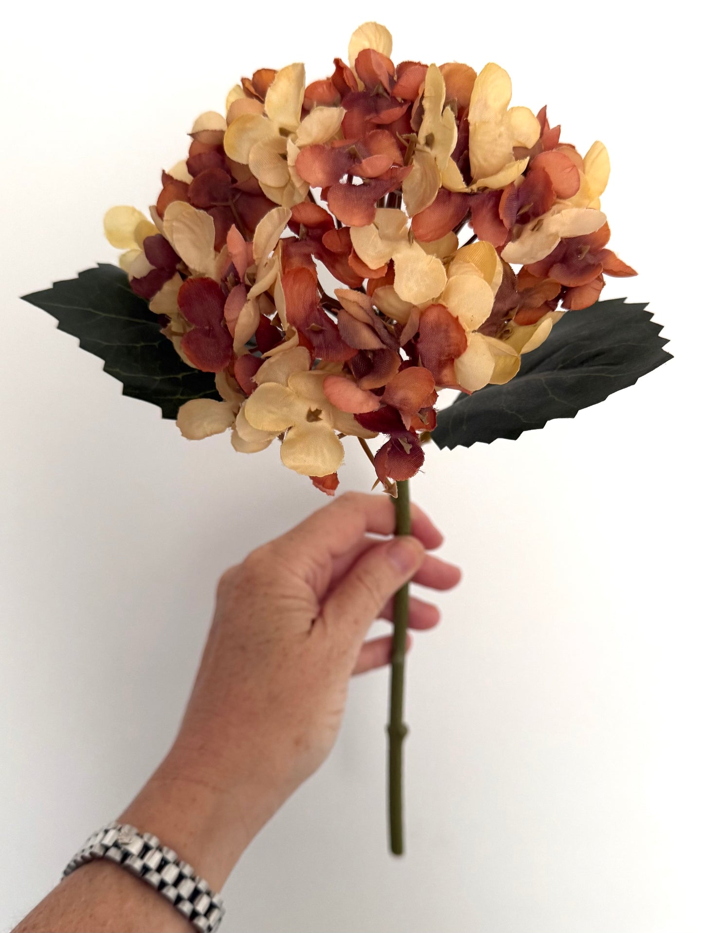 Burnt Orange Artificial Hydrangea Stems