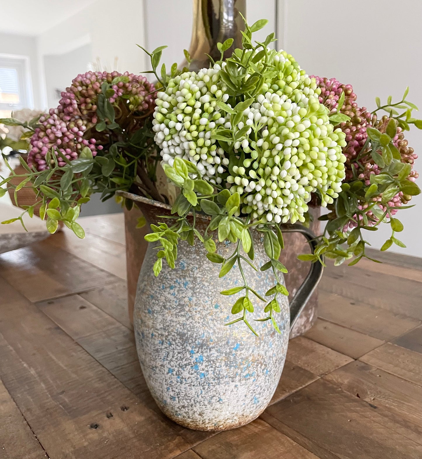 The Lille Metal Distressed Blue Vase