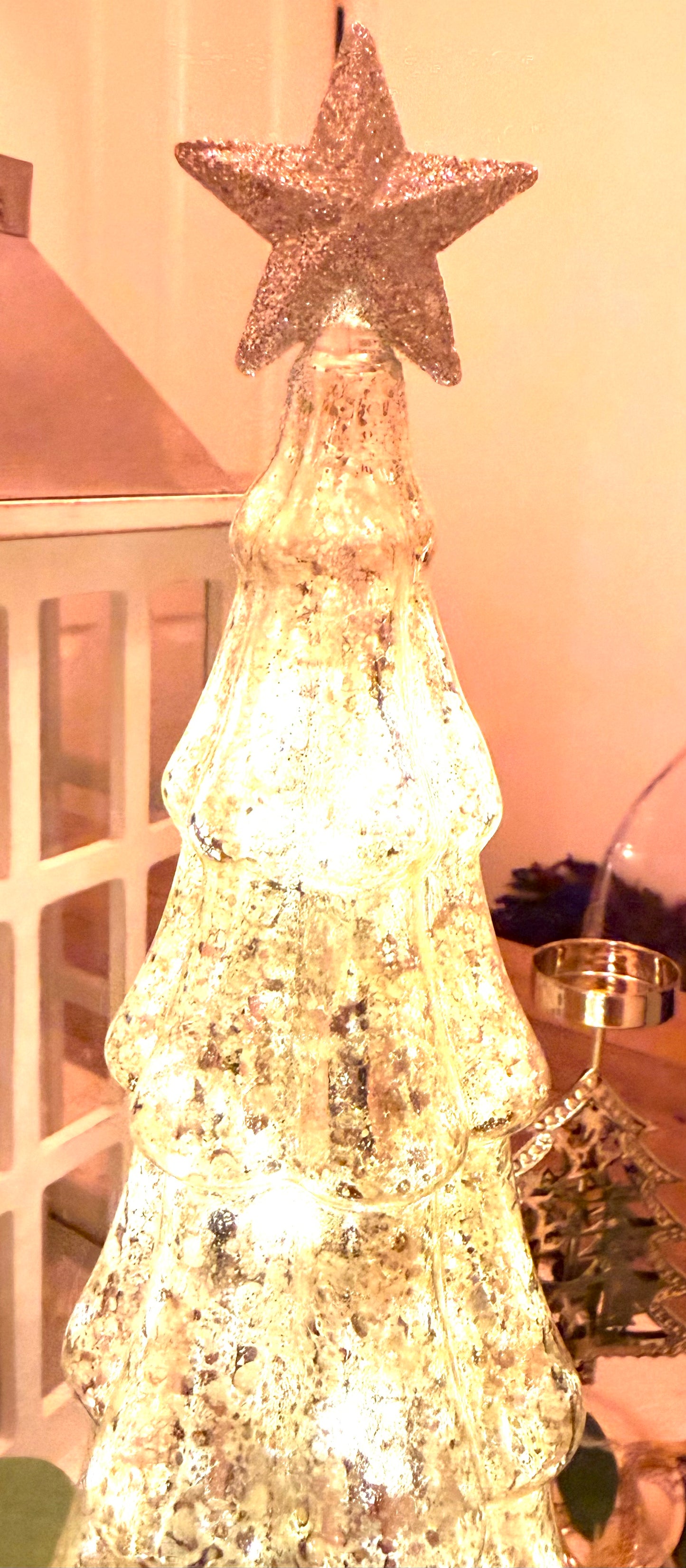 Glass LED Tree with Silver Star