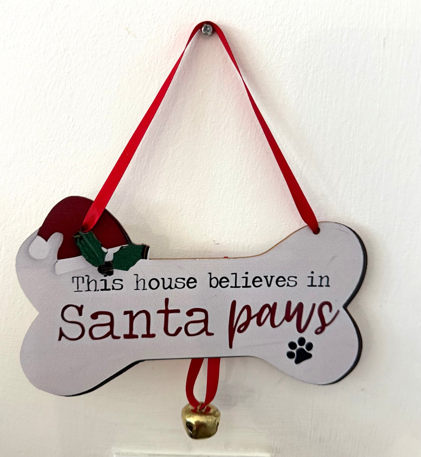 Santa Paws Sign with Bell