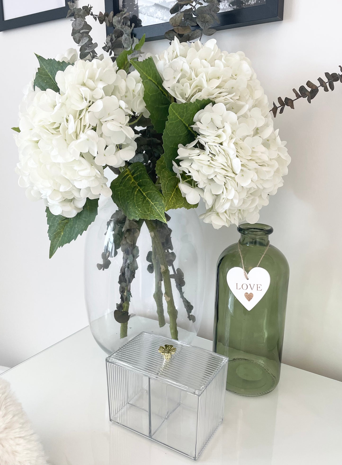 Tall White Artificial Hydrangea Silky Stems