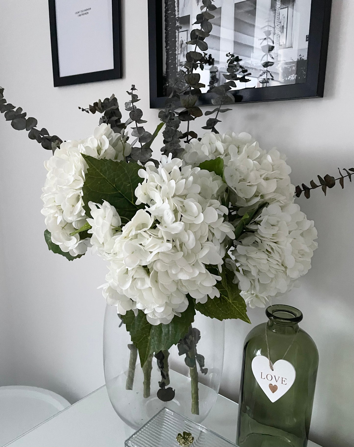 Tall White Artificial Hydrangea Silky Stems