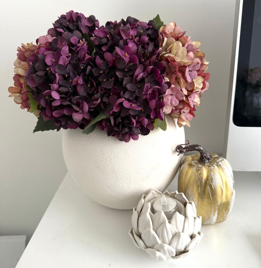 Aubergine Colour Artificial Hydrangeas