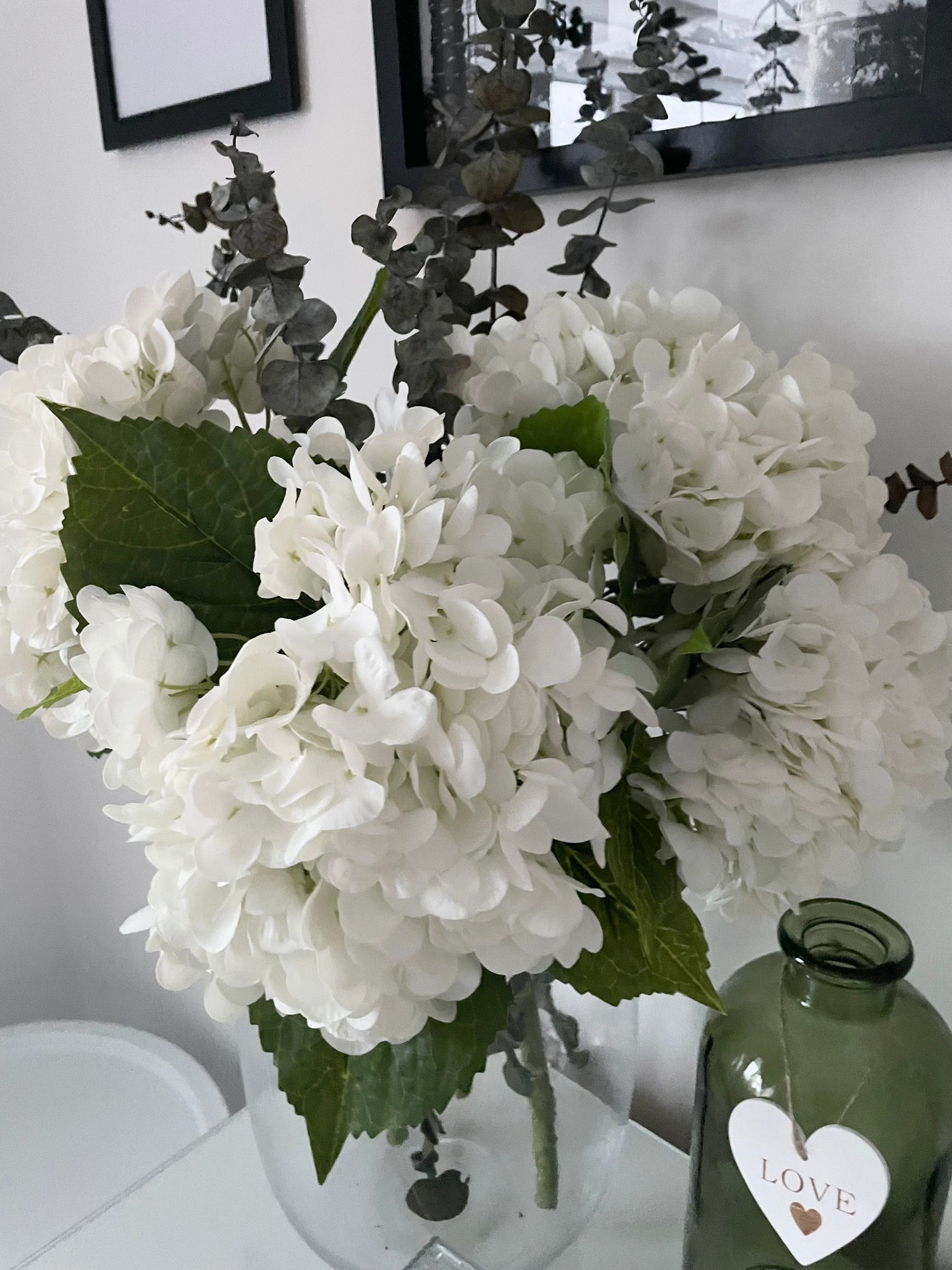 Tall White Artificial Hydrangea Silky Stems