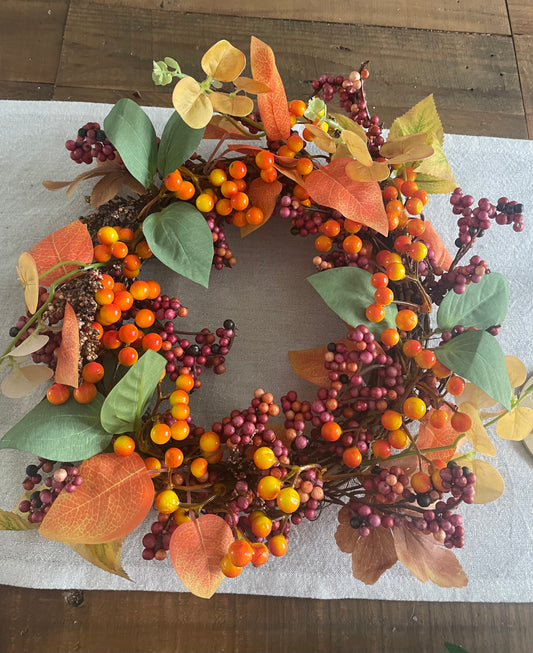 Artificial Autumnal Berry Wreath / Table Display