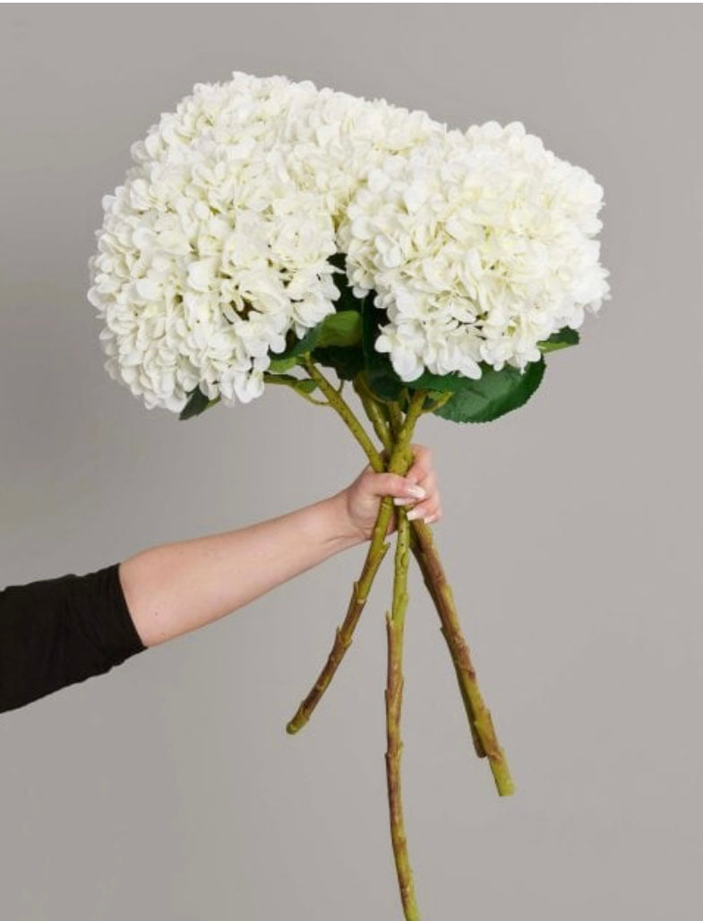 Tall White Artificial Hydrangea Silky Stems