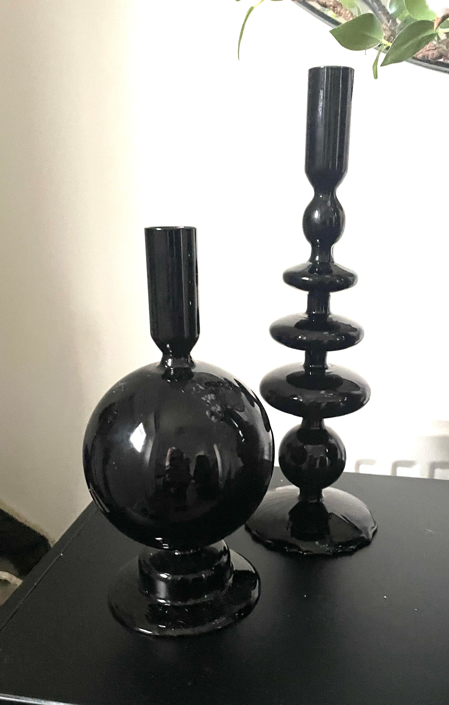 The Tokyo Black Contemporay Glass Candle Stick Holders