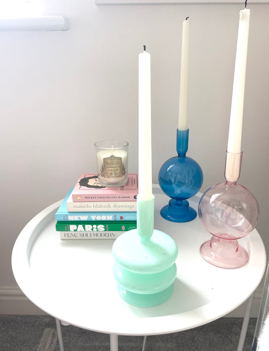 Lana Coloured Glass Candlestick Holders