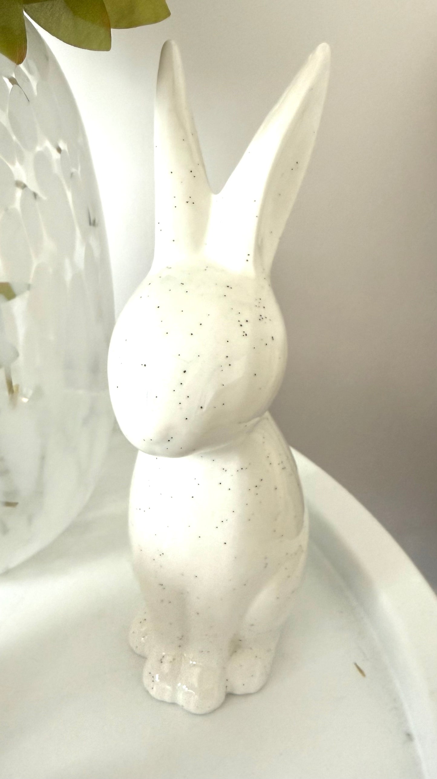 Set of 3 White China Bunnies