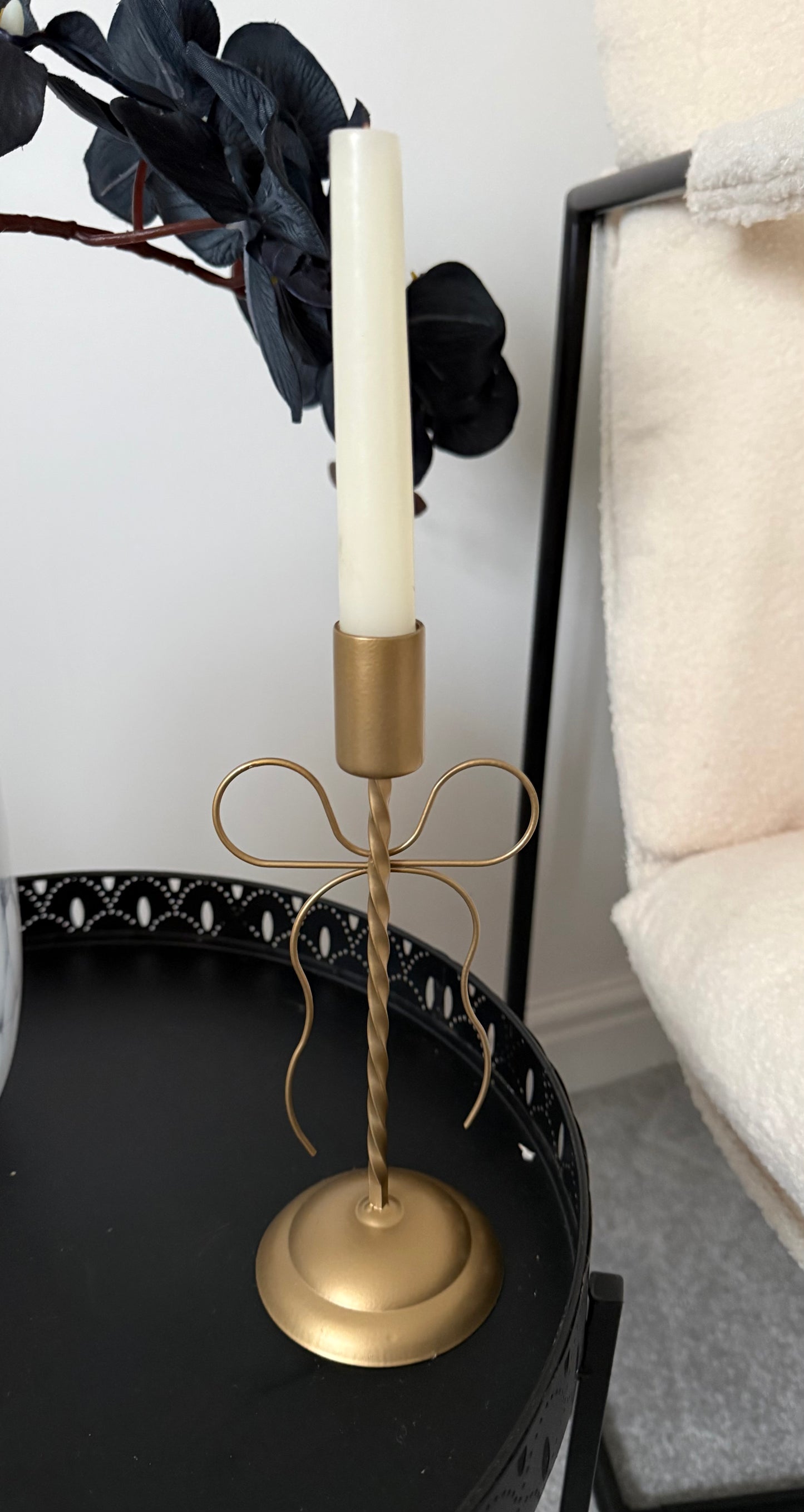 Gold Bow Metal Candle Holder