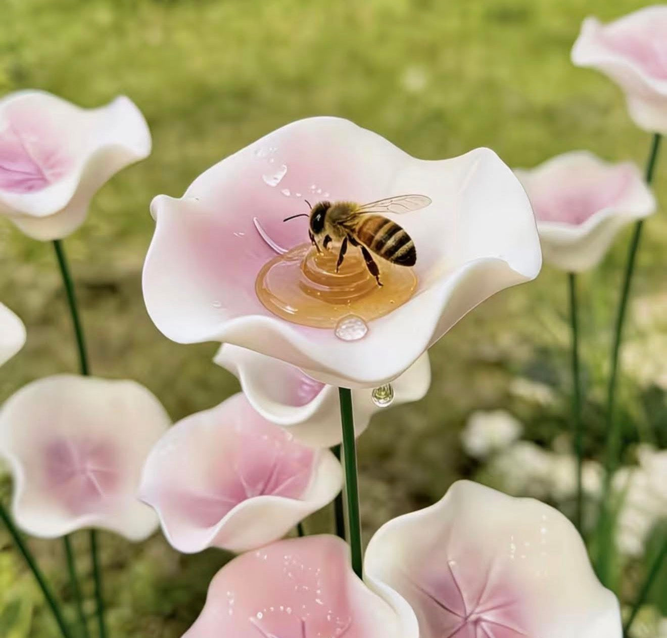 White Ceramic Bee Station