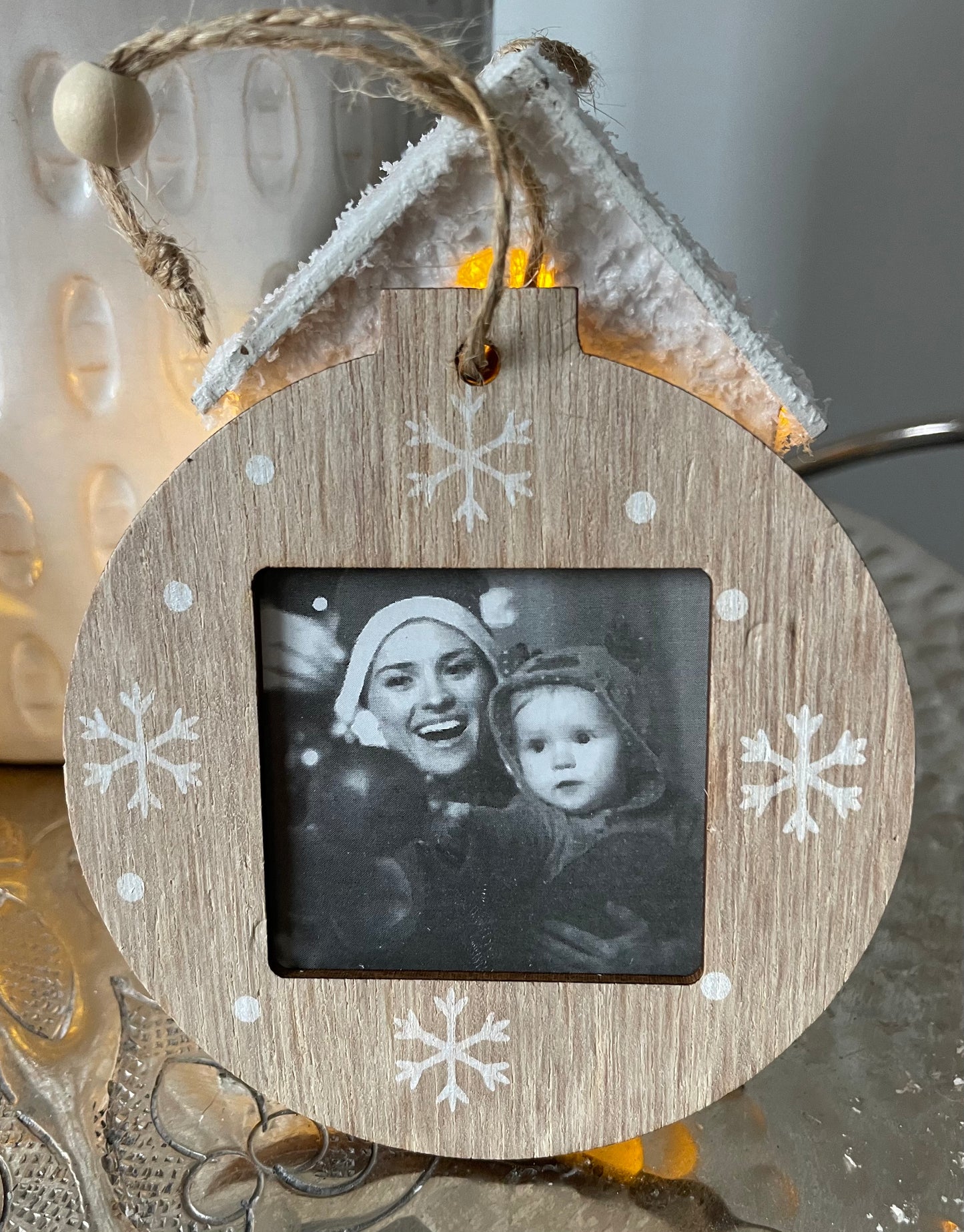 Wooden Christmas Photographic Tree Decoration