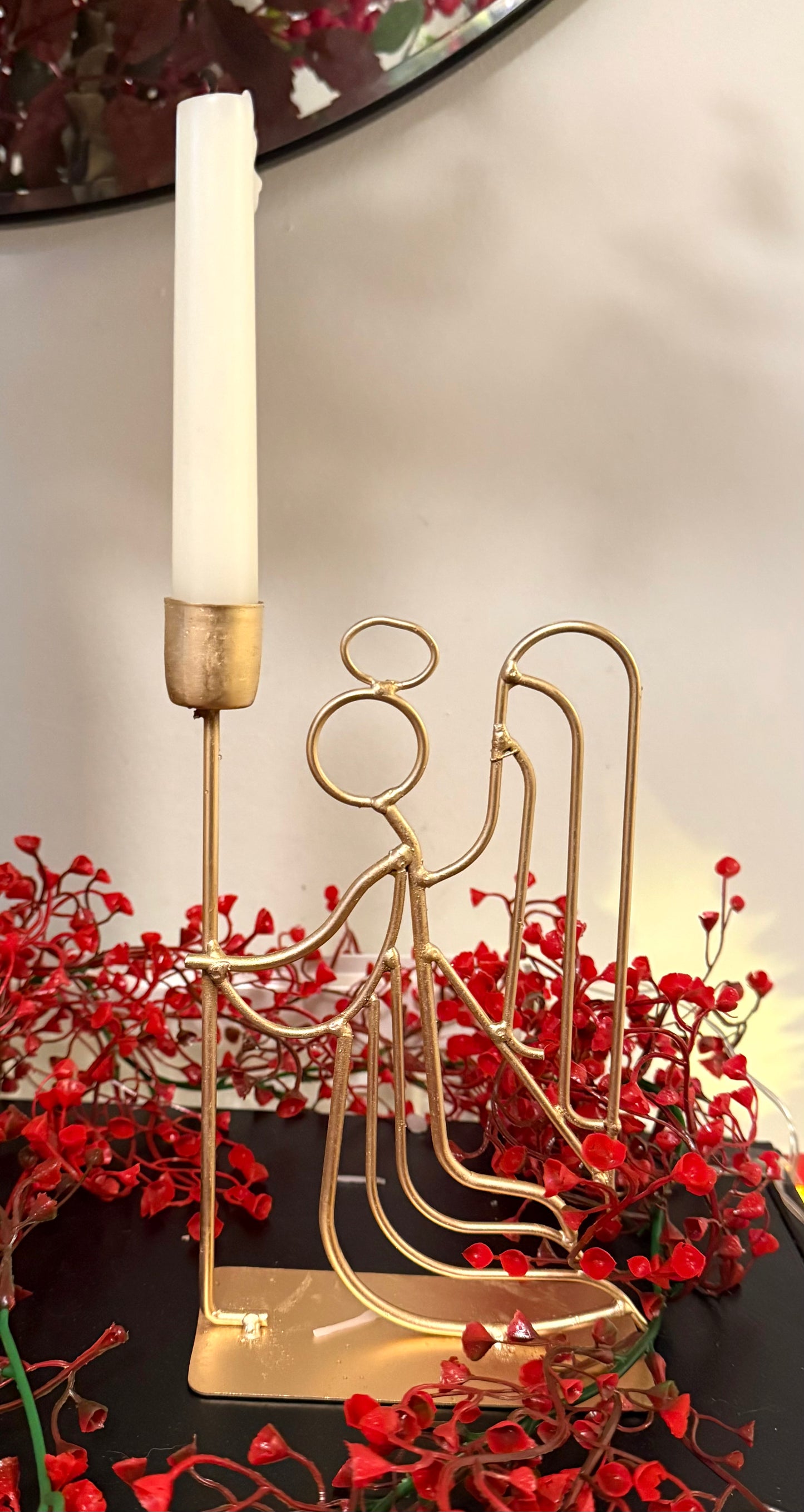 Gold Metal Angel Candle Holder