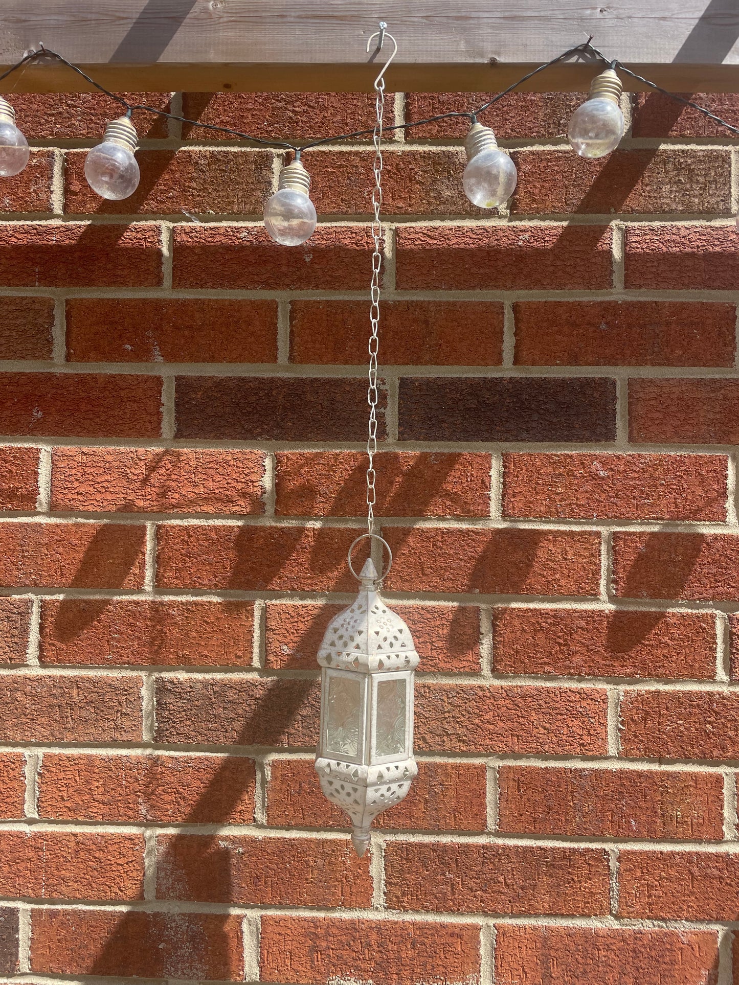 White Moroccan Metal Hanging Lantern