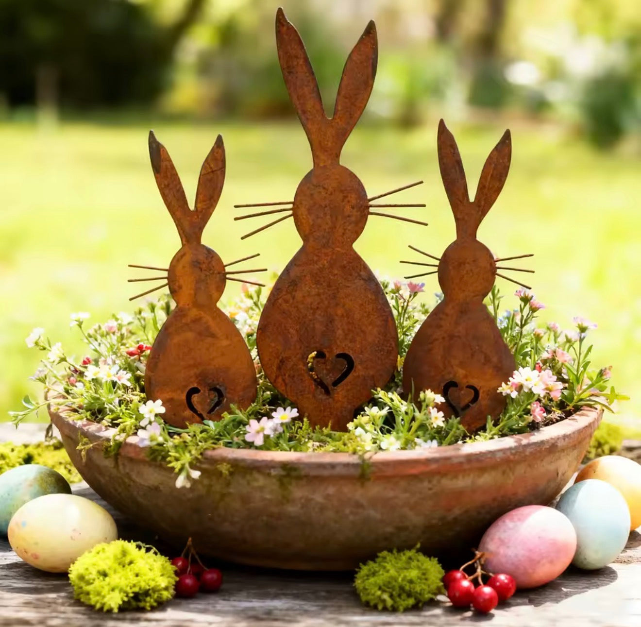Set of 3 Outdoor Garden Rabbits