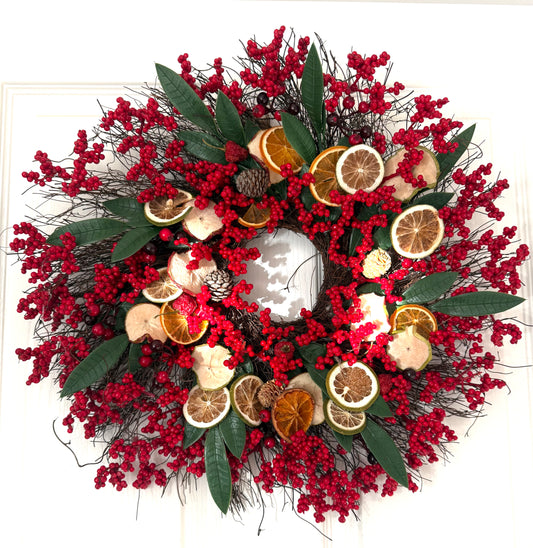 Hand Made Christmas Fruit & Berry Wreath