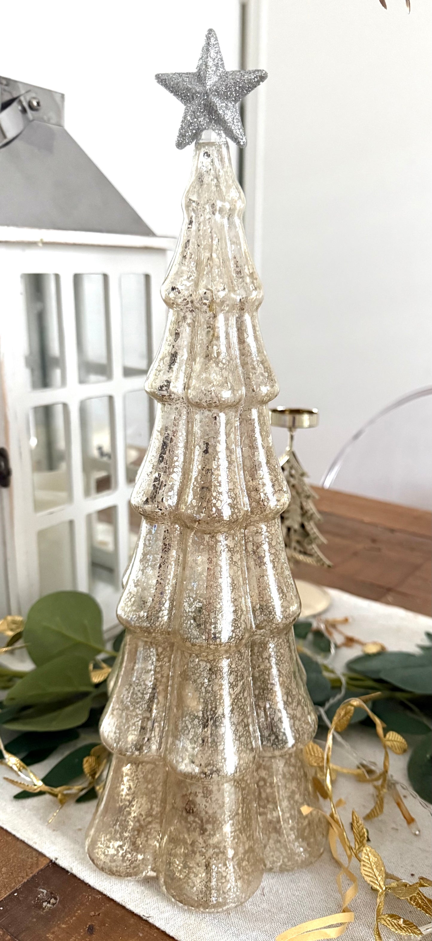Glass LED Tree with Silver Star
