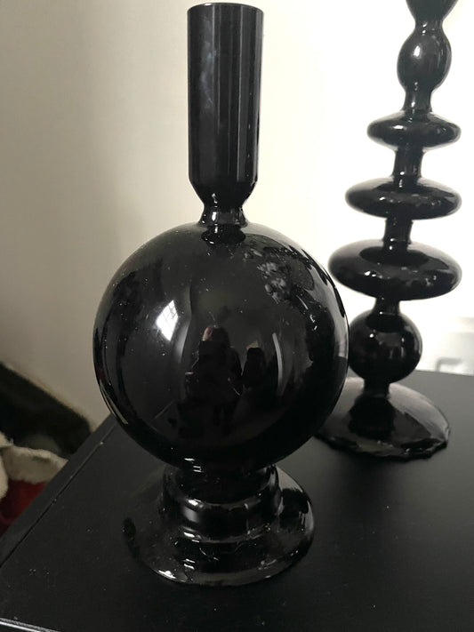 The Tokyo Black Contemporay Glass Candle Stick Holders