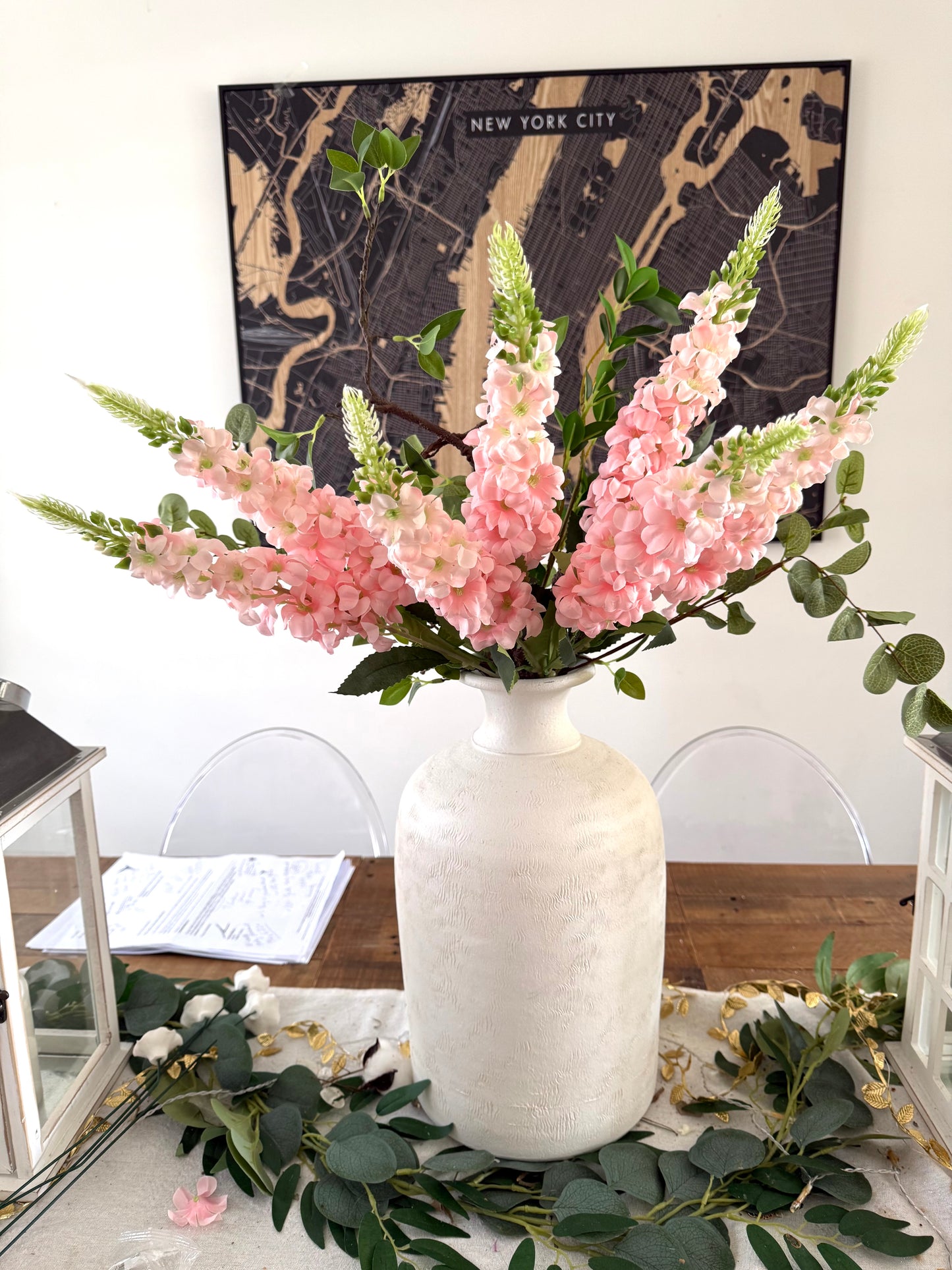 Pink Artificial Delphinium Stems