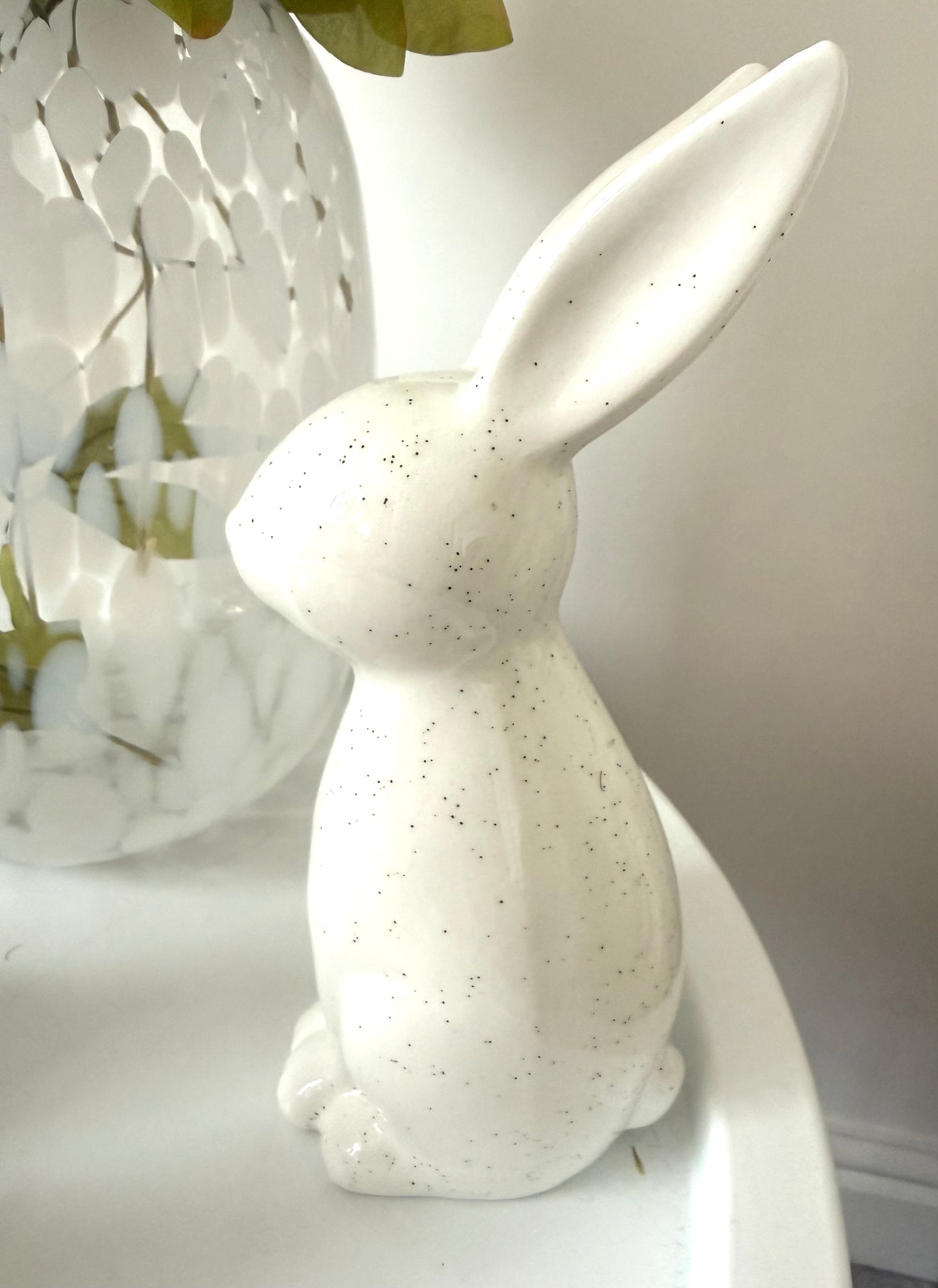 Set of 3 White China Bunnies