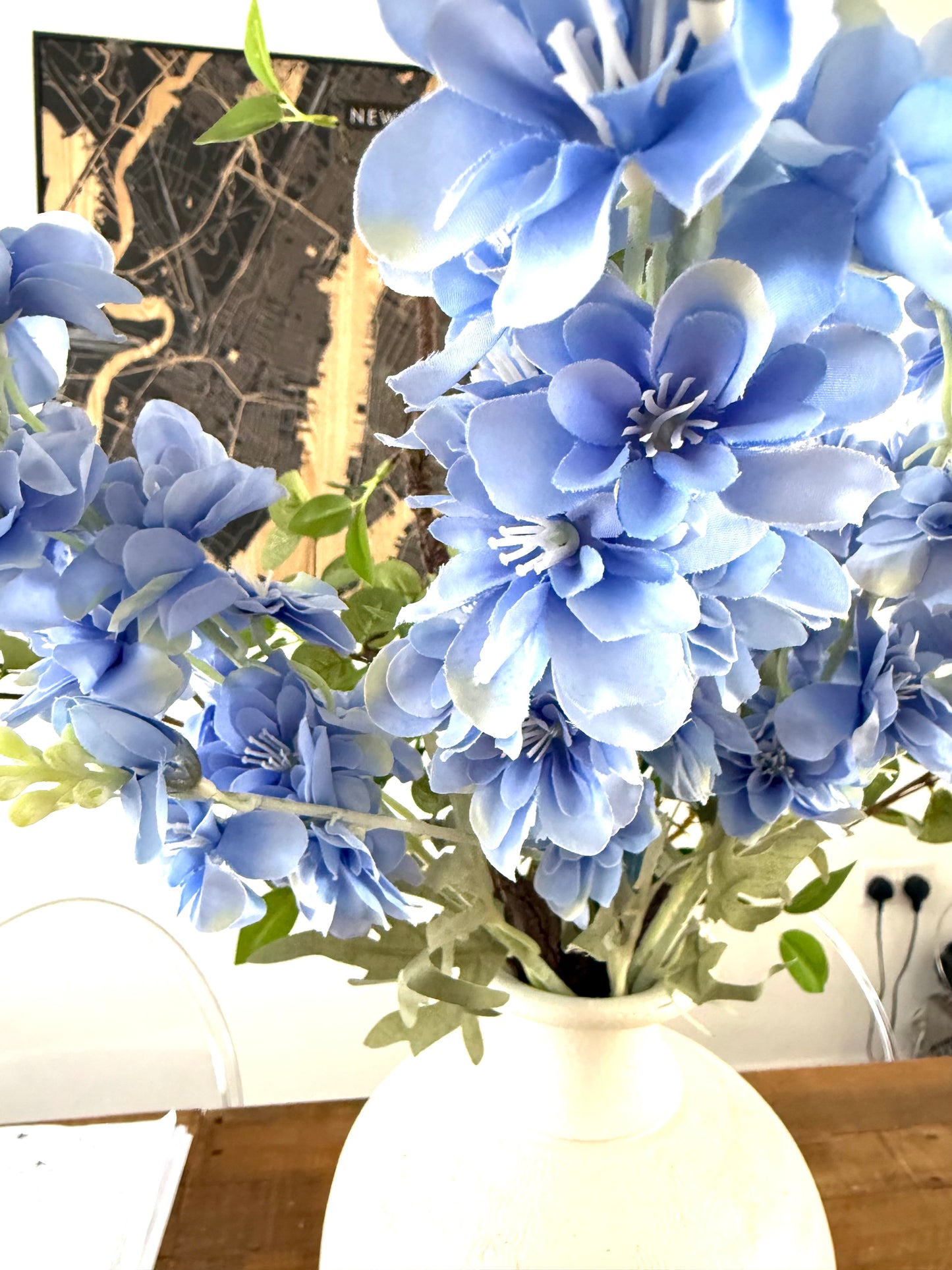 Blue Artificial Large Delphinium Stems