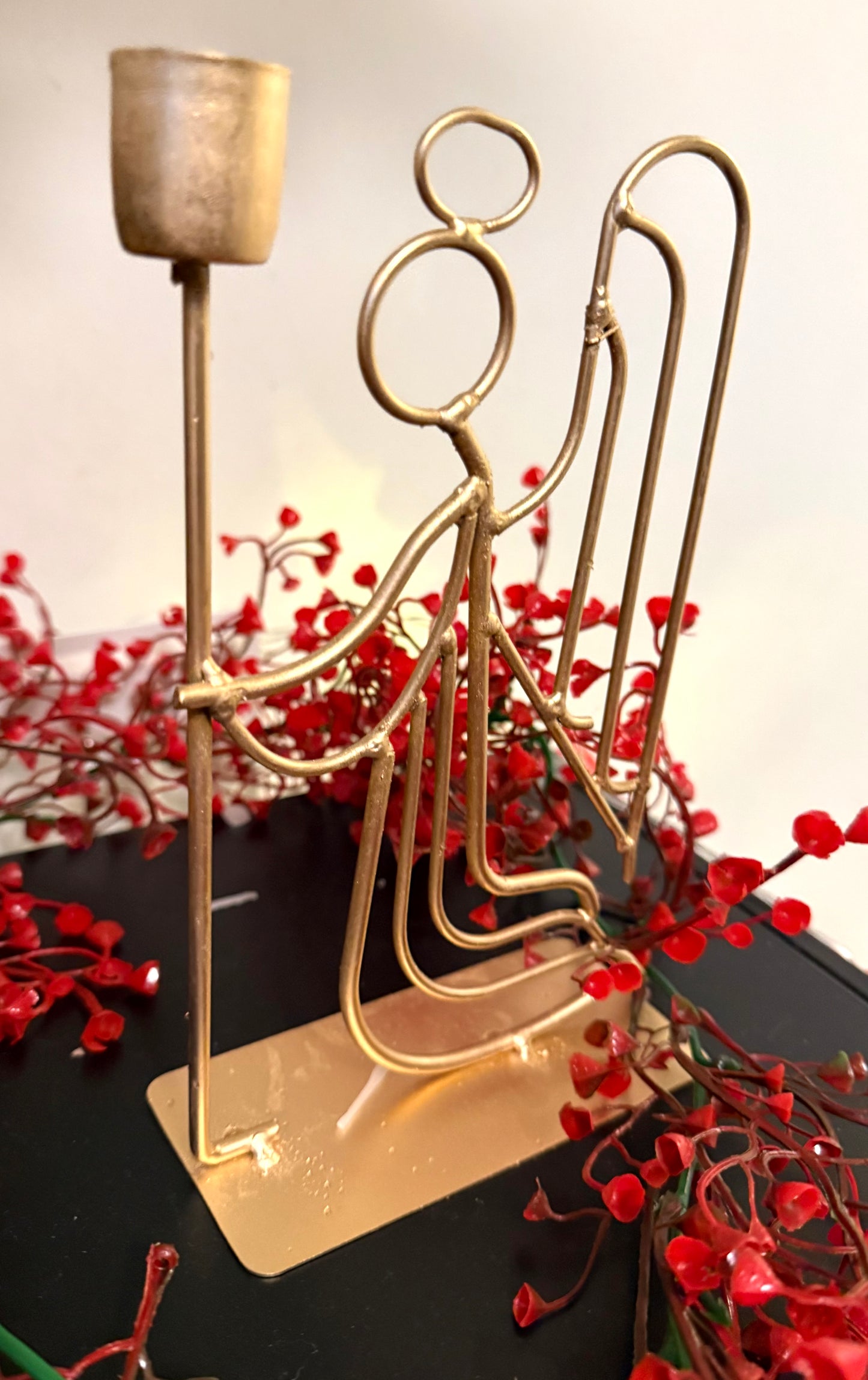 Gold Metal Angel Candle Holder