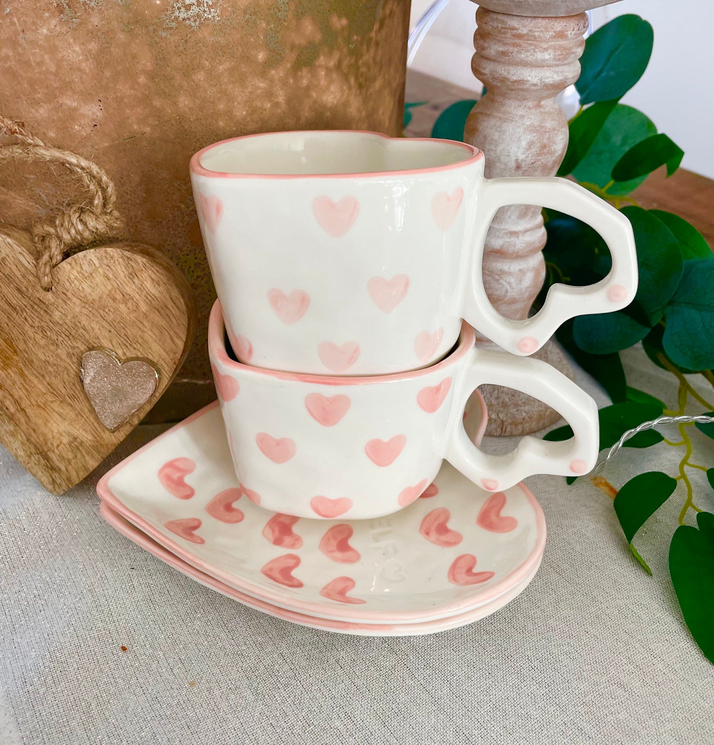 The Amore Heart Shaped Cup & Saucer/ Side Plate