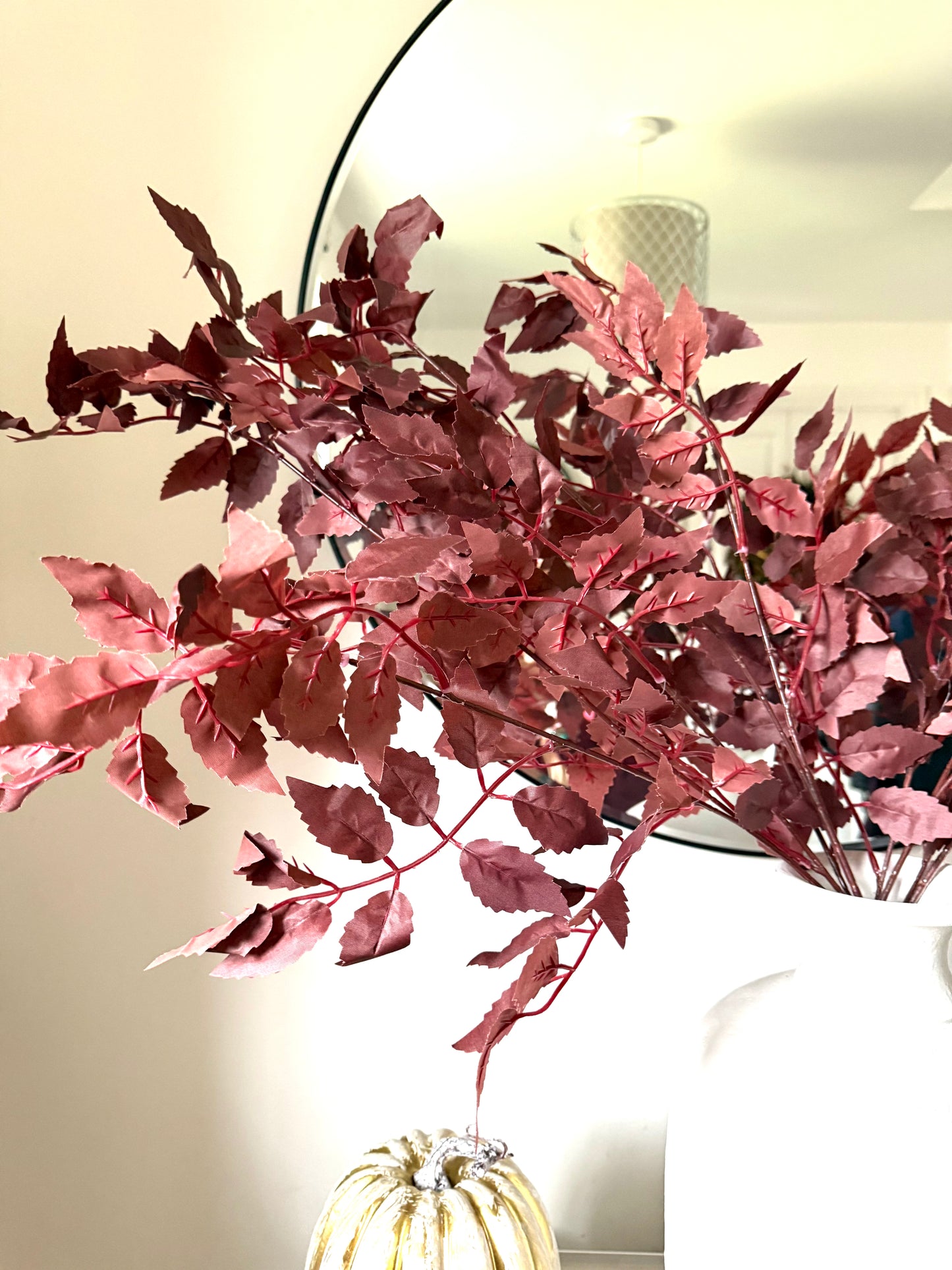 Plum Colour Autumn Tall Leafy Branch Stems