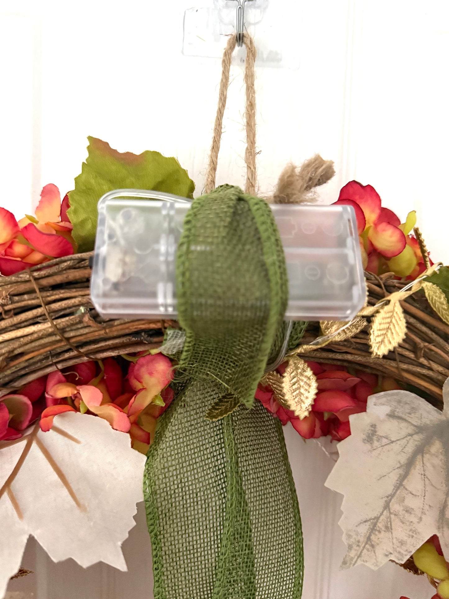 Autumnal Artificial Hydrangea & Berry Light Up LED Door Wreath