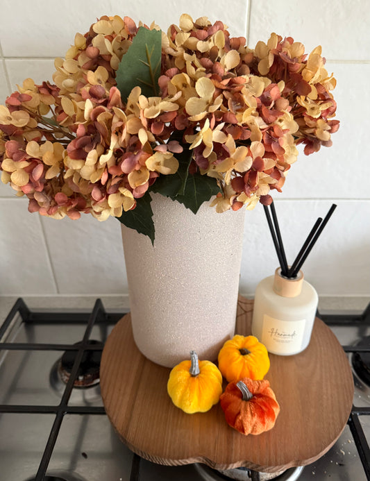 Burnt Orange Artificial Hydrangea Stems