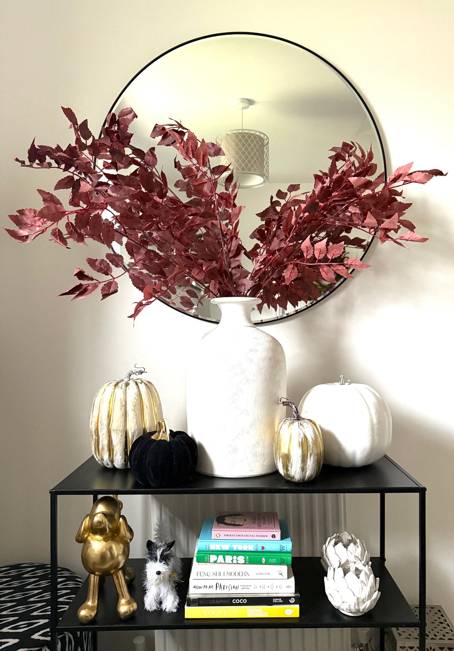 Plum Colour Autumn Tall Leafy Branch Stems