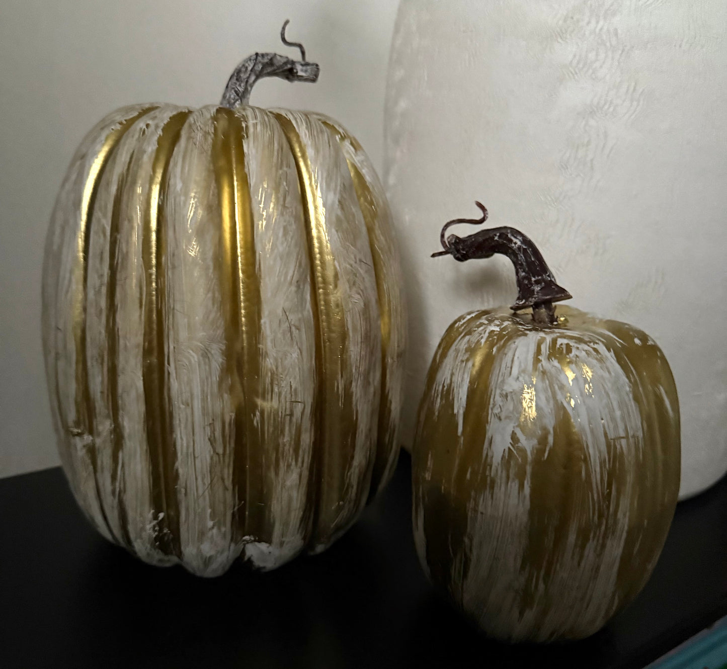 Set Of 2 Gold Effect Pumpkins