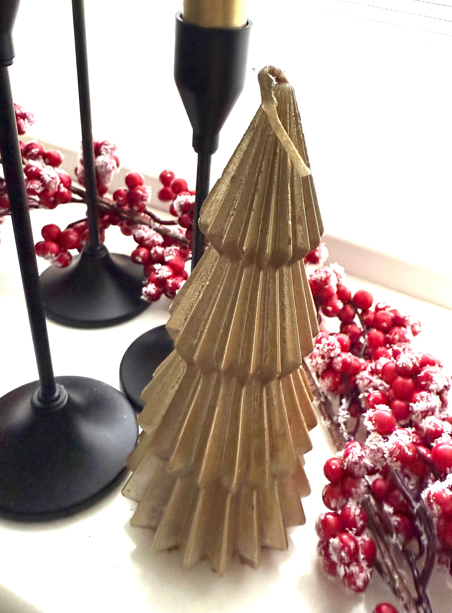 Gold Christmas Tree Candle