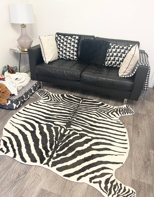 Faux Fur Zebra Printed Rug