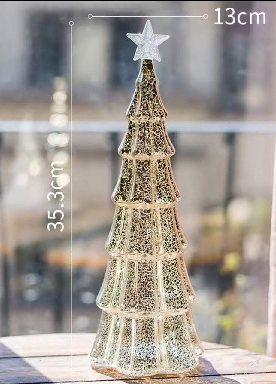 Glass LED Tree with Silver Star