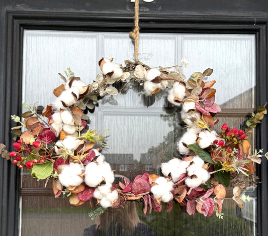 The Cotton Boll & Berry Wreath