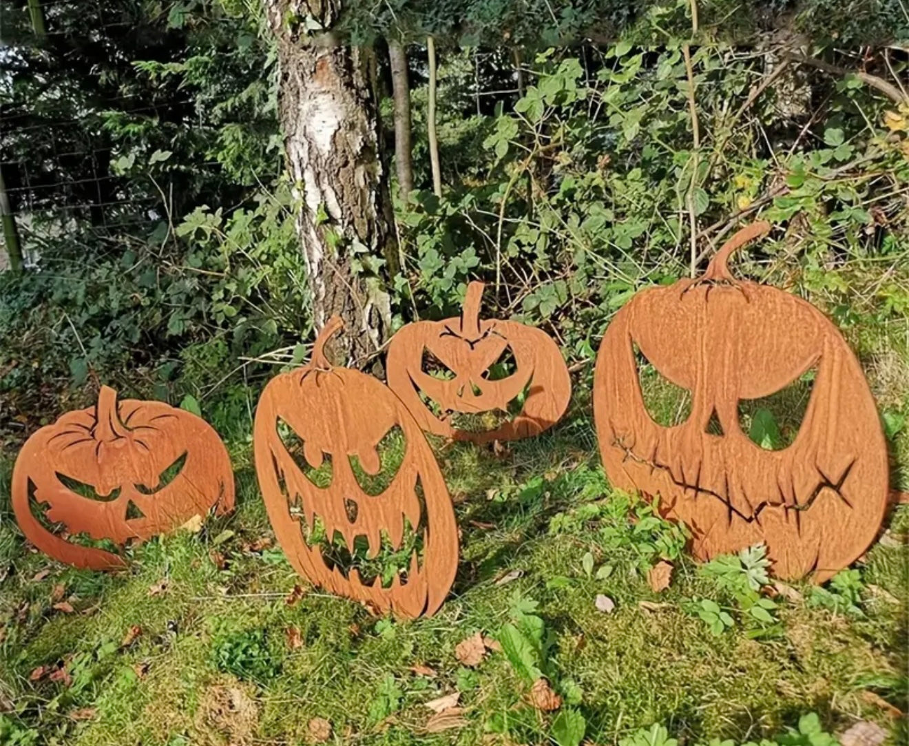Halloween Light Up Outdoor Metal Pumpkins
