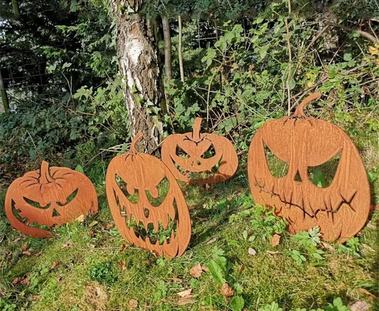 Halloween Light Up Outdoor Metal Pumpkins